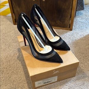 Christian Louboutin Black Stiletto Heels with Mesh Design
